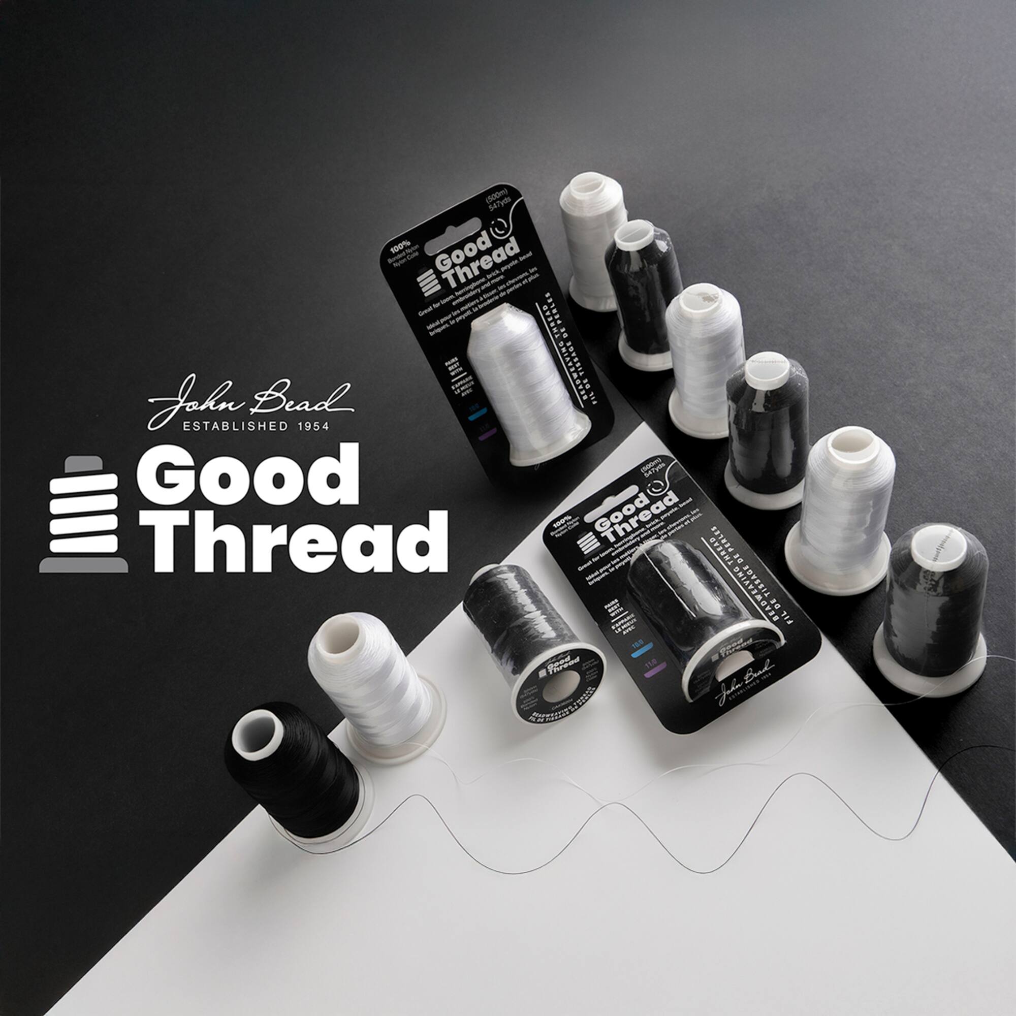 John Bead Good Thread White Bonded Nylon Beadweaving Thread, 547yd.